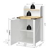 Dolonm 18" Side table, Side table with barn door enclosure, adjustable shelf storage rack, for living room, bedroom,White - 2 of 4
