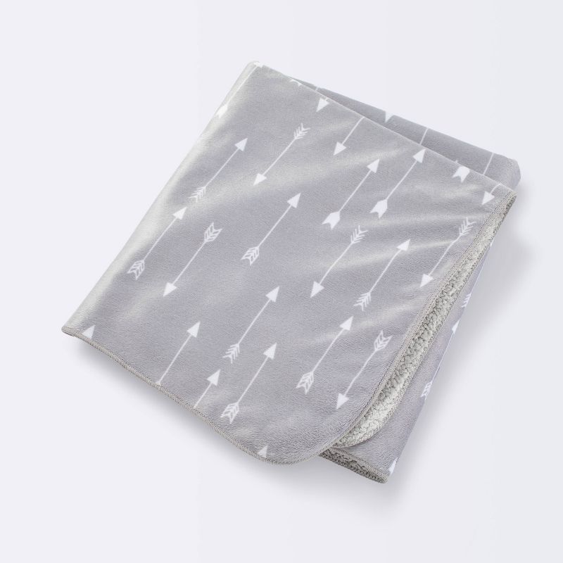 Plush Velboa Baby Blanket Arrows - Cloud Island&#8482; Gray, 1 of 9