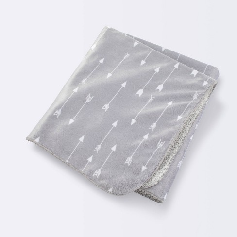 Plush Velboa Baby Blanket Arrows - Cloud Island™ Gray - image 1 of 4