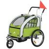 Aosom Elite 360 Swivel Bike Trailer for Kids Double Child Two-Wheel Bicycle Cargo Trailer With 2 Security Harnesses, Green - 4 of 4