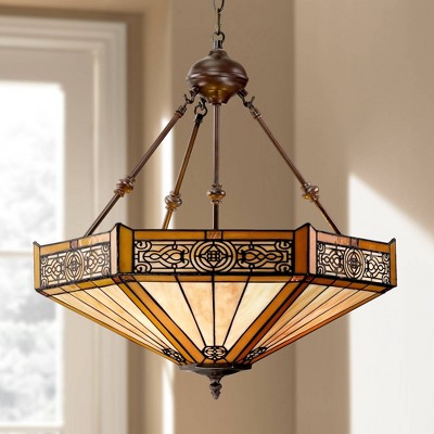 Stratford Bronze Tiffany Style Glass Pendant Chandelier