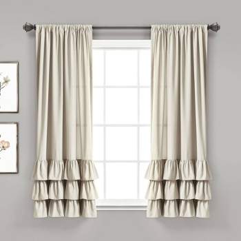 Set of 2 Allison Ruffle Rod Pocket Light Filtering Window Curtain Panels - Lush Décor