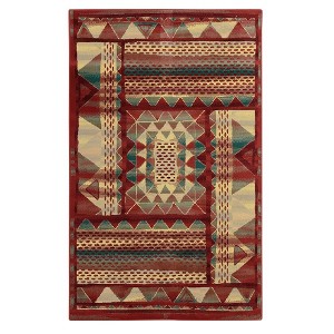 WhizMax Area Rug Vintage Boho Distressed Rug Floral Throw Carpet Non Slip Backing, Red - 1 of 4