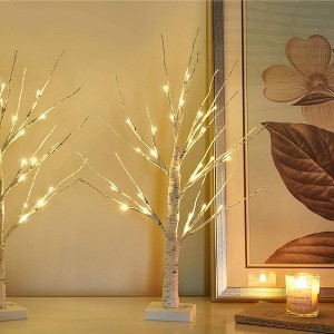 Perfect Holiday 50CM Table Birch Tree 18 LED Battery Operated - 1 of 1