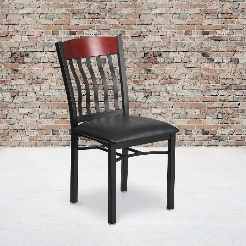 Flash Furniture Vertical Back Metal and Wood Restaurant Chair with Vinyl Seat, 3 of 7