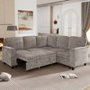 81" Chenille Convertible L-Shaped Sleeper Sectional Sofa with Pull-Out Bed, Storage Seat, USB & Type-C Charging Ports, Cup Holders - 3 of 4