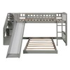 Stairway Twin over Twin Bunk Bed with Two Drawers and Slide, Gray - 2 of 4