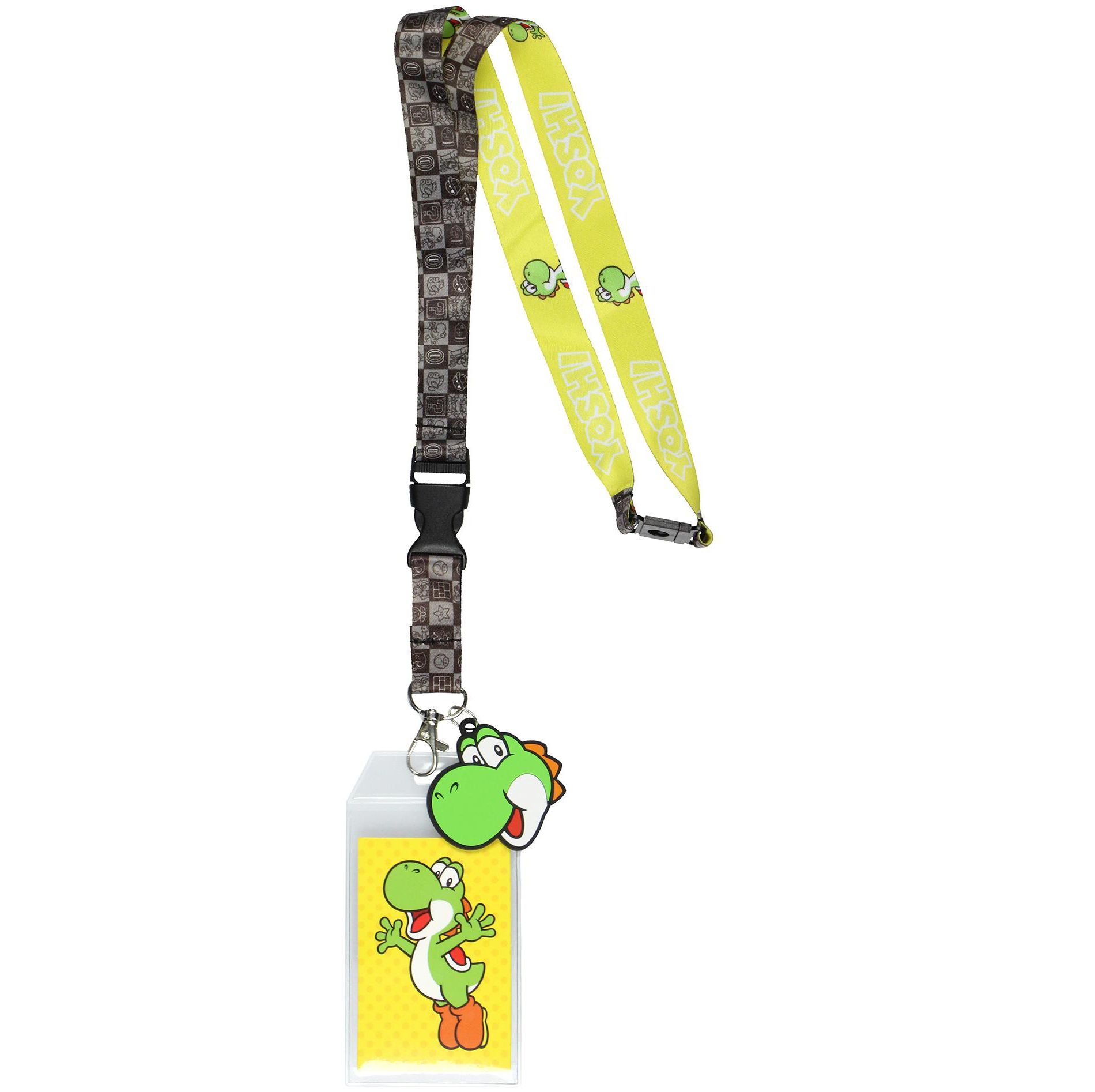 Super Mario Bros Yoshi Lanyard Badge Holder with 2.5" Rubber Yoshi Pendant
