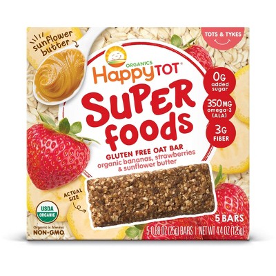 HappyTot Super Foods Oat Bar Banana Strawberry & Sunflower Butter - 5ct/0.88oz Each