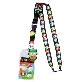 South Park ID Badge Holder Lanyard w/ 2" Kyle Rubber Pendant And Stickers Black