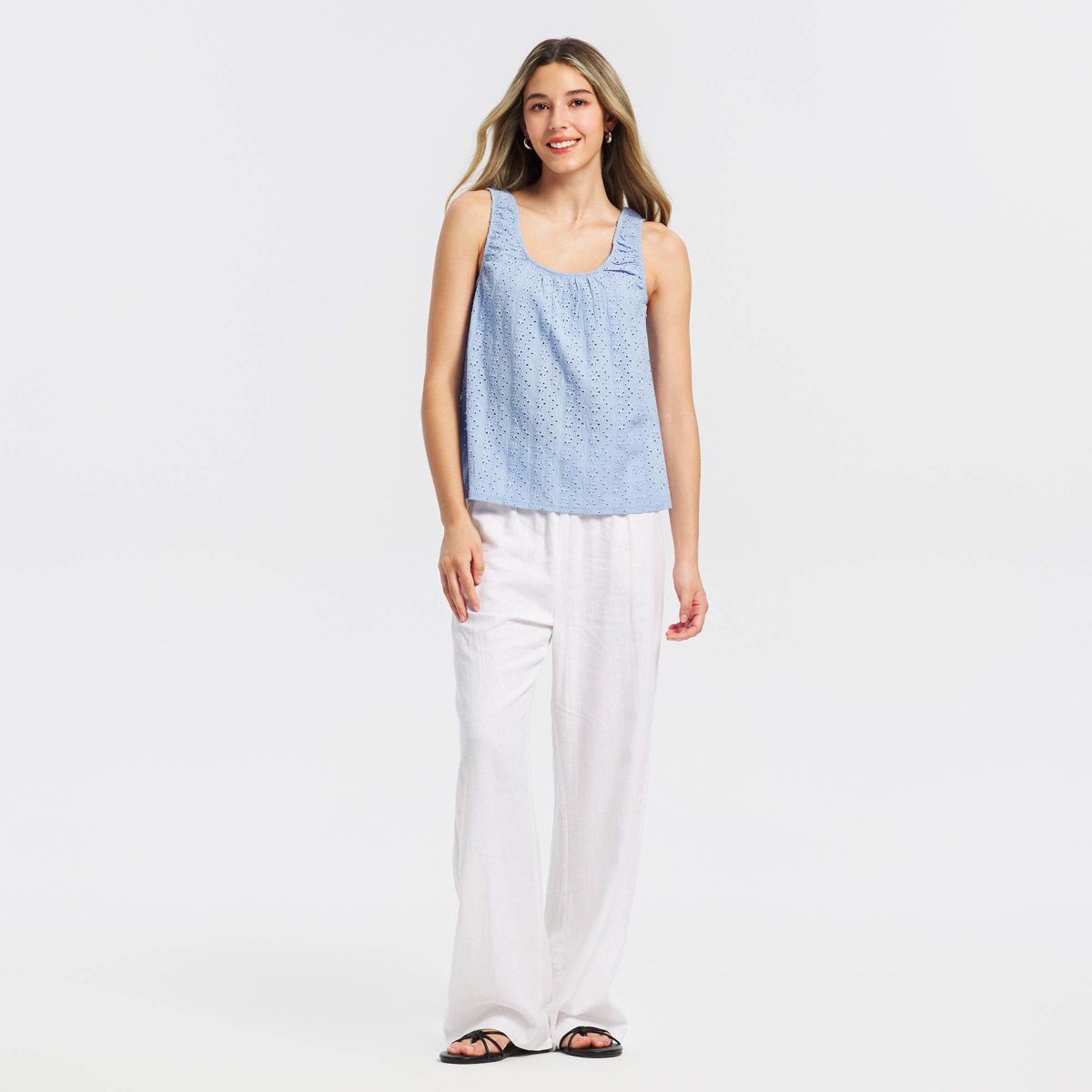 Women's Eyelet Scoop Neck Tank Top - A New Day™ - thumbnail 7