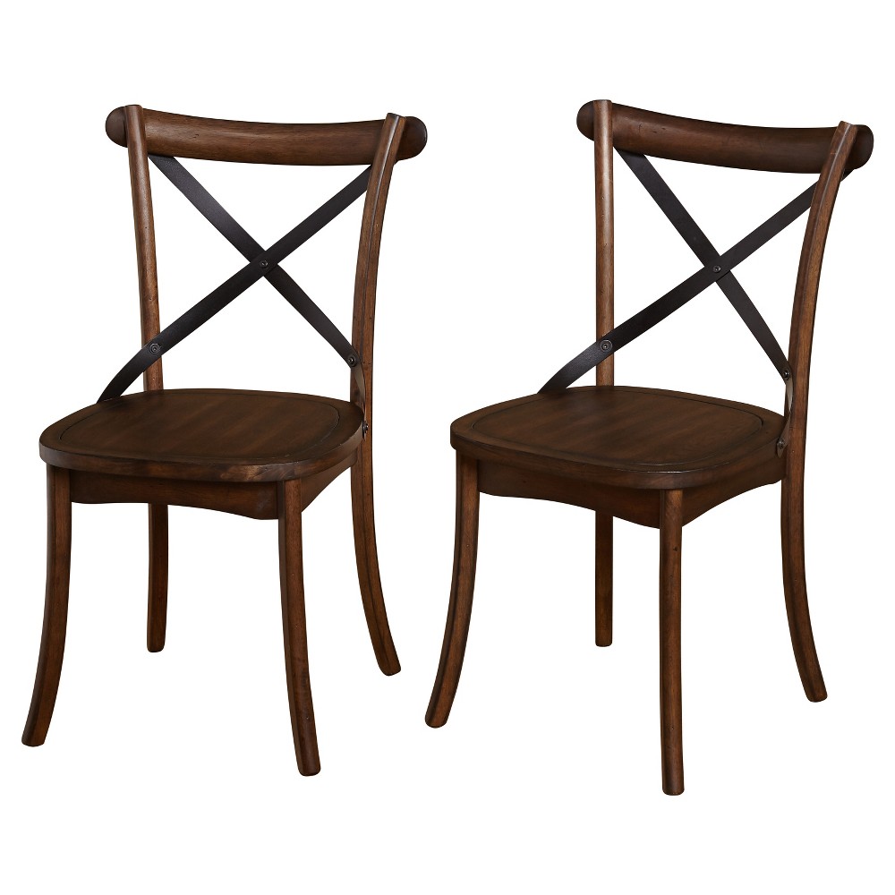 Photos - Chair Set of 2 Constance Cross Back Dining  Dark Walnut - Buylateral