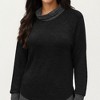 Anna-Kaci Women's Long Sleeve Cowl Neck Top with Contrast Cuffs and Hem - 3 of 4