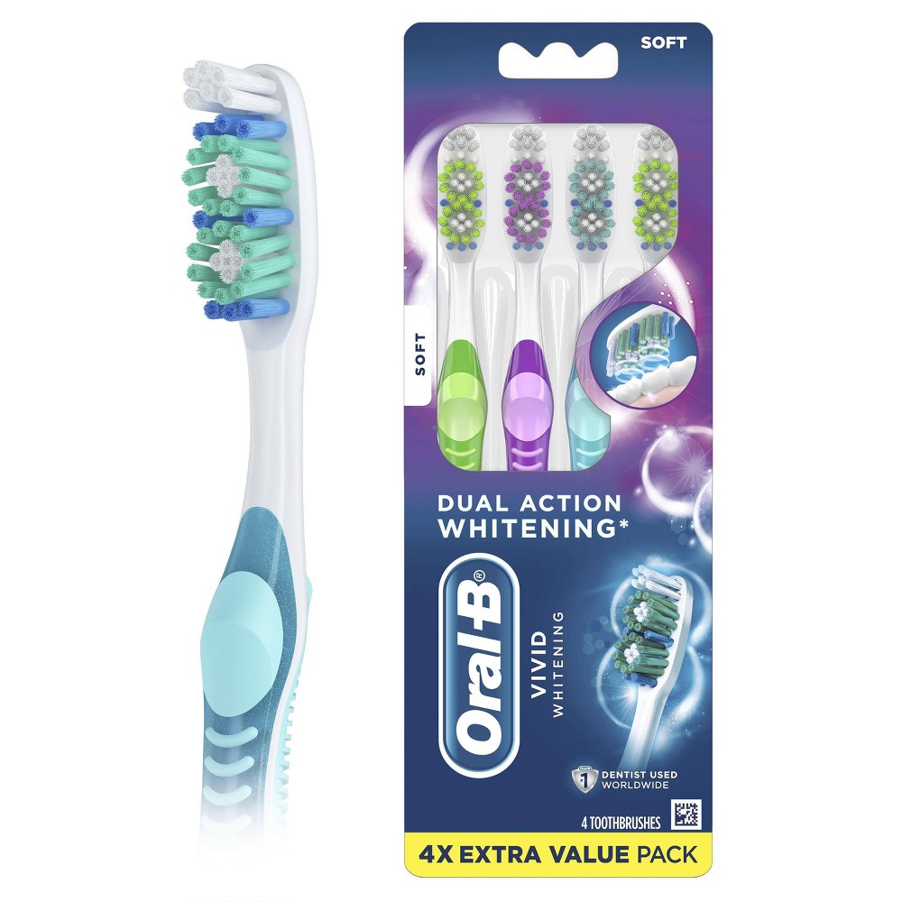 Photos - Electric Toothbrush Oral-B 3D White Vivid Manual Toothbrushes, Soft Bristles, 4ct 
