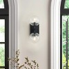 Modern 2-Light Black Wall Sconce, Seeded Glass Globe Vanity Light for Bathroom, Hallway, or Bedroom - 3 of 4