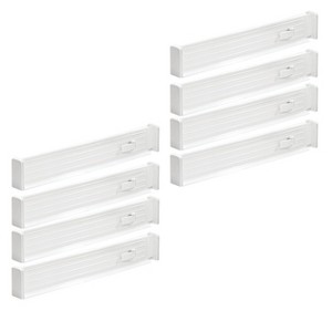 mDesign Expandable Adjustable Kitchen Drawer Divider, Foam Ends, 8 Pack, White - 1 of 4