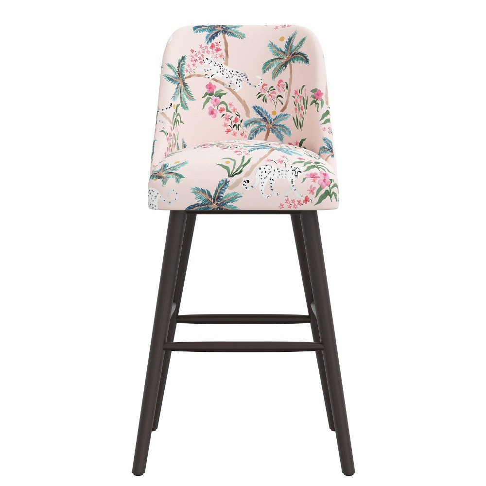 Photos - Chair Skyline Furniture Sherrie Rounded Back Barstool in Pattern Palm Leopard Bl