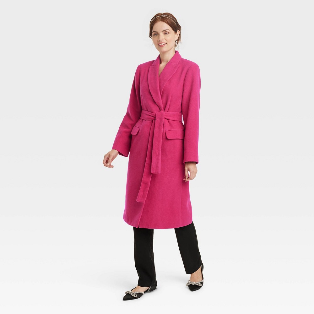 Women's Essential Wool Overcoat Jacket - A New Day™ Pink XS