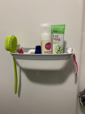 SlipX Solutions Patented Suction Cup Corner Shower Basket Caddy