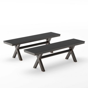 Modern Outdoor Dining Table for 6, Patio Table with Sturdy X-Legs, Durable HDPS & Aluminum, Weather Resistant, 3-Year Warranty, Dark Gray - 1 of 4