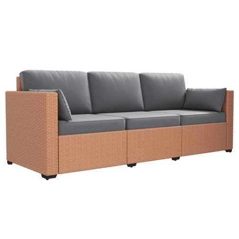 Rattan 3 seater corner garden online sofa