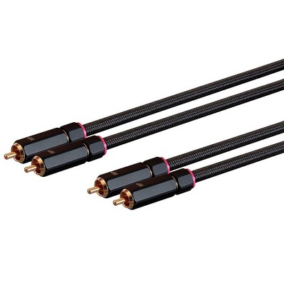 Monoprice Male RCA Two Channel Stereo Audio Cable - 25 Feet - Black, Gold Plated Connectors, Double Shielded With Copper Braiding - Onix Series