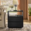 Lirago Mid Century Modern Nightstand with Charging Station 2 Solid Wood Drawers Open Shelf Black 25.5"H x 22.75"W x 15.75"D - 3 of 4