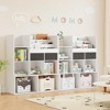 Toy Storage Organizer with Drawers Modern Kids Bookshelf White Bookcase with Cubbies Wooden Toy Chest - 3 of 4