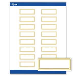Avery Labels, 1" x 2-5/8", Matte White, Multi-Lined Gold Border, 160ct - 1 of 4