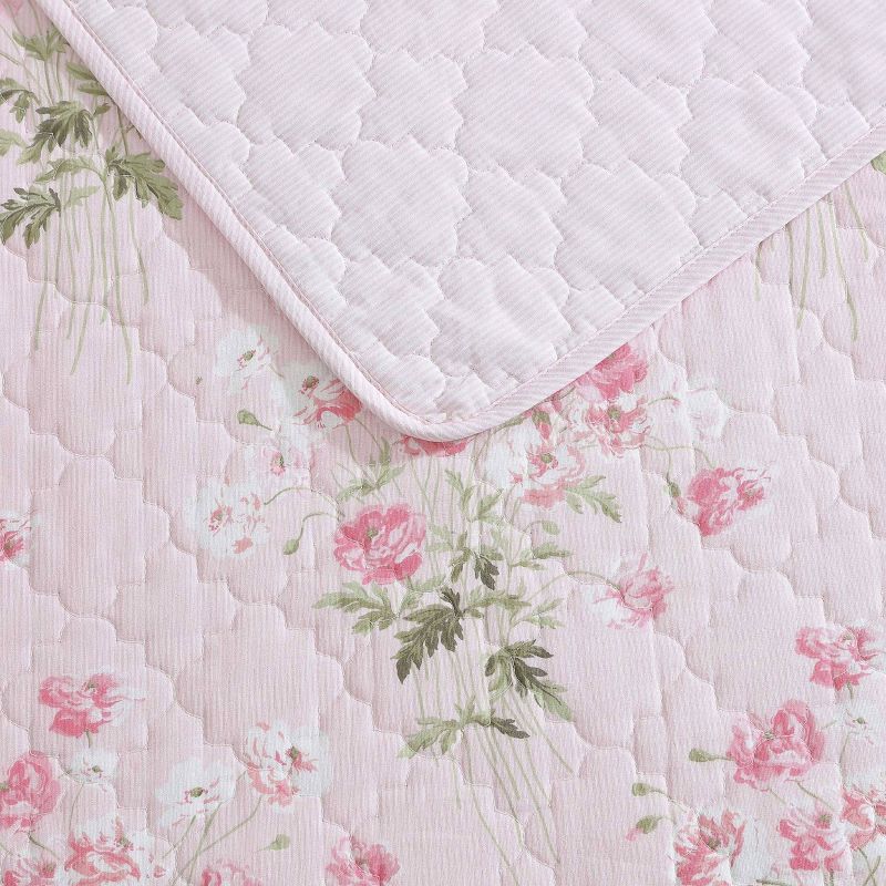 Laura Ashley Veronicas Bouquet 100% Cotton Quilt Set Pink, 3 of 8