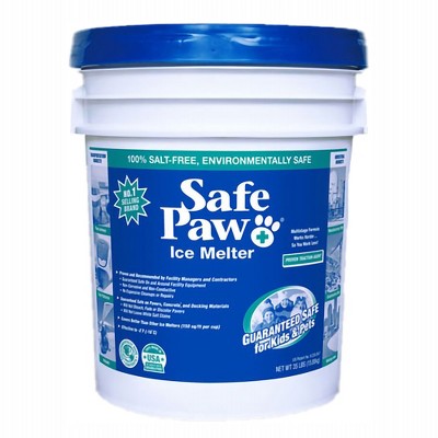 Safe Paw Dog Pet Friendly Powerful Saltless Ice Melt for Driveways, Sidewalks, Cured Concrete, Various Terrain, 35 Pound Pail