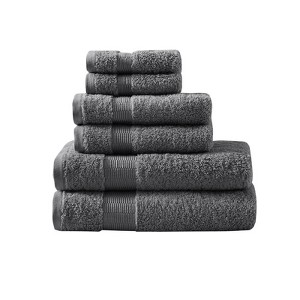SEVOBAL Bath Towel and Washcloth Sets Deluxe 6-Piece Egyptian Cotton Set: Soft, highly Absorbent for Bathroom, Charcoal, 13.25"*10.5"*7.25" - 1 of 4