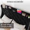Bed Frame with 4 Storage Drawers and Charging Station, Button Tufted Upholstered Platform Bed with Storage - 4 of 4