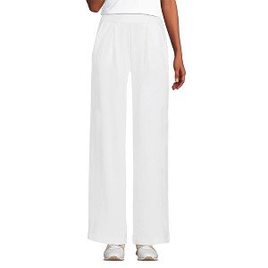 Lands' End Women's Knit High Rise Pleated Wide Leg Pants - 1 of 3