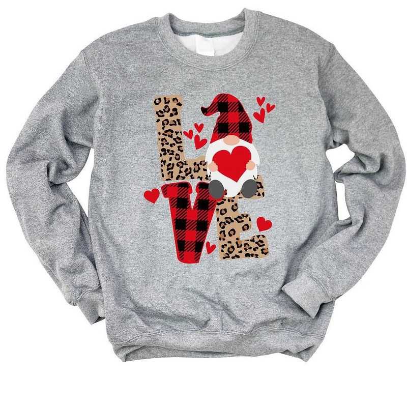 Simply Sage Market Women's Graphic Sweatshirt Leopard Gnome Love, 1 of 4