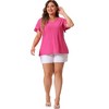 Agnes Orinda Women's Plus Size V Neck Eyelet Short Sleeve Casual Trendy Blouses - 3 of 4