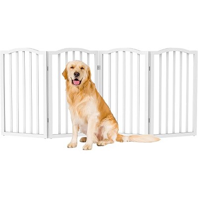 PETMAKER Indoor Pet Gate - 4-Panel Folding Dog Gate for Stairs or Doorways - 73.5x32-Inch Tall Freestanding Pet Fence for Cats and Dogs (White)
