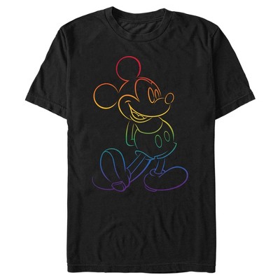 Disney Mickey Mouse Pride Inclusive Rainbow Head Icon Fill - Short Sleeve  Cotton T-Shirt for Adults - Customized-Red 