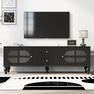 NicBex TV Stand Modern TV Stand Entertainment Center  with Fluted Glass Doors Media Console for TVs up to 75 Inches for Living room