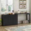 Console Table With 2-Door, 3-Drawer Design And Adjustable Pull-Out Top For Flexible Use, Wood Table With 34 Inch Long-Cuddlewood - 2 of 4