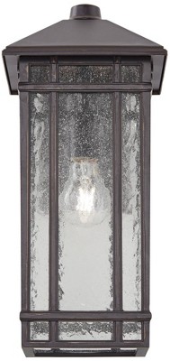 Bronze 19" Arts and Crafts Outdoor Wall Light with Seedy Glass