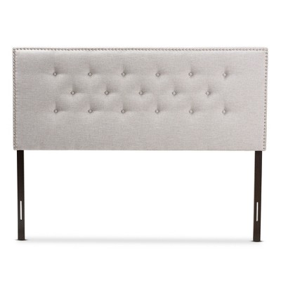 Beige Tufted Upholstered Queen Headboard with Wood Frame