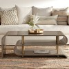 55 Downing Street Lucie Modern Industrial Rectangular Coffee Tables 48" x 24" with 2-Shelf Gray Brass Curving for Living Room Bedroom - 2 of 4