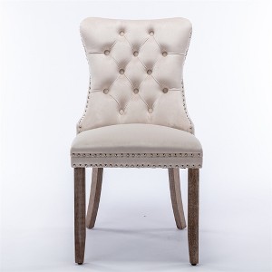 COWLOWN Set of 2 Modern Velvet Dining Chairs, Tufted High Back, 280lb Capacity, Wood Legs, Nailhead Trim - 1 of 4