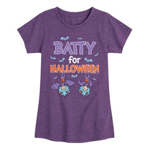 Girls' - Dr. Seuss - Batty For Halloween Thing 1 and Thing 2 Fitted Short Sleeve Graphic T-Shirt - 1 of 4