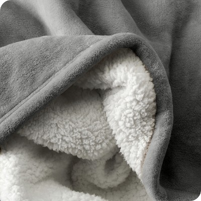 Gray Reversible Sherpa Fleece Toddler Throw Blanket
