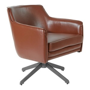 OSP Home Furnishings Faux Leather Guest Chair Saddle : Mid-Century Modern, Metal Frame, 275 lb Capacity - 1 of 4