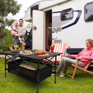 Folding Camping Table Portable Aluminum Roll-up Picnic BBQ Desk with Carrying Bag Heavy Duty Outdoor Beach - 1 of 4