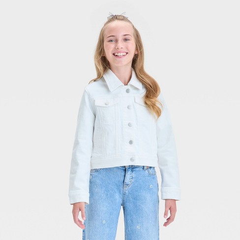 Girls' Denim Jacket - Cat & Jack™ White - image 1 of 3