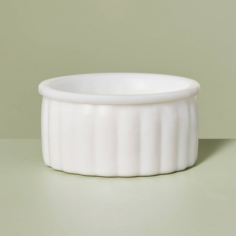 Ribbed Milk Glass Bathroom Trinket Dish White - Hearth &#38; Hand&#8482; with Magnolia, 1 of 6